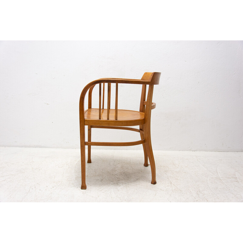 Vintage B 93 fauteuil in beukenhout en gebogen hout van Gustav Siegel voor Thonet, Oostenrijk 1905