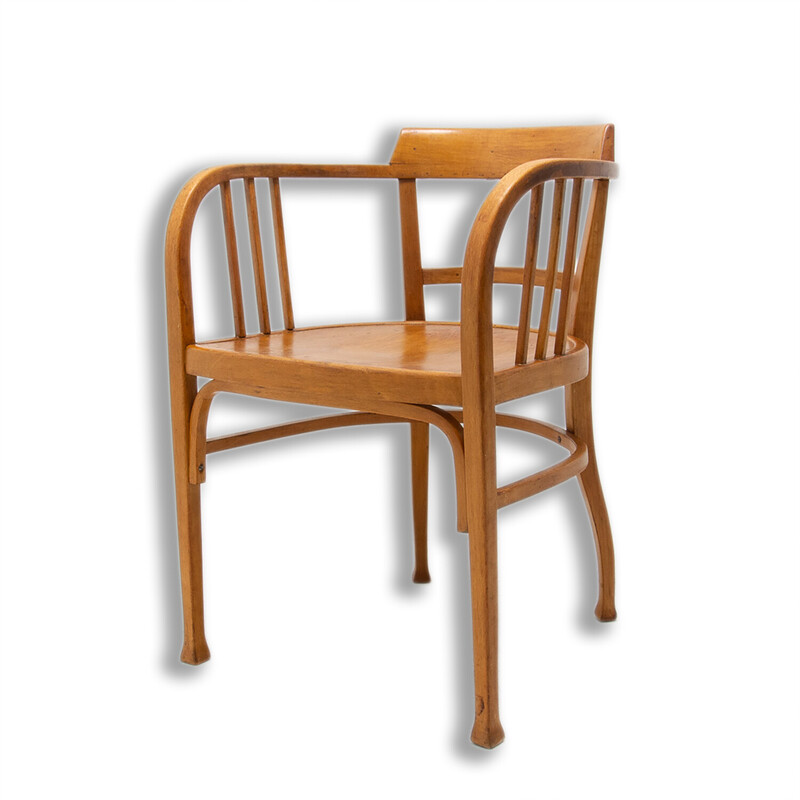 Vintage B 93 fauteuil in beukenhout en gebogen hout van Gustav Siegel voor Thonet, Oostenrijk 1905