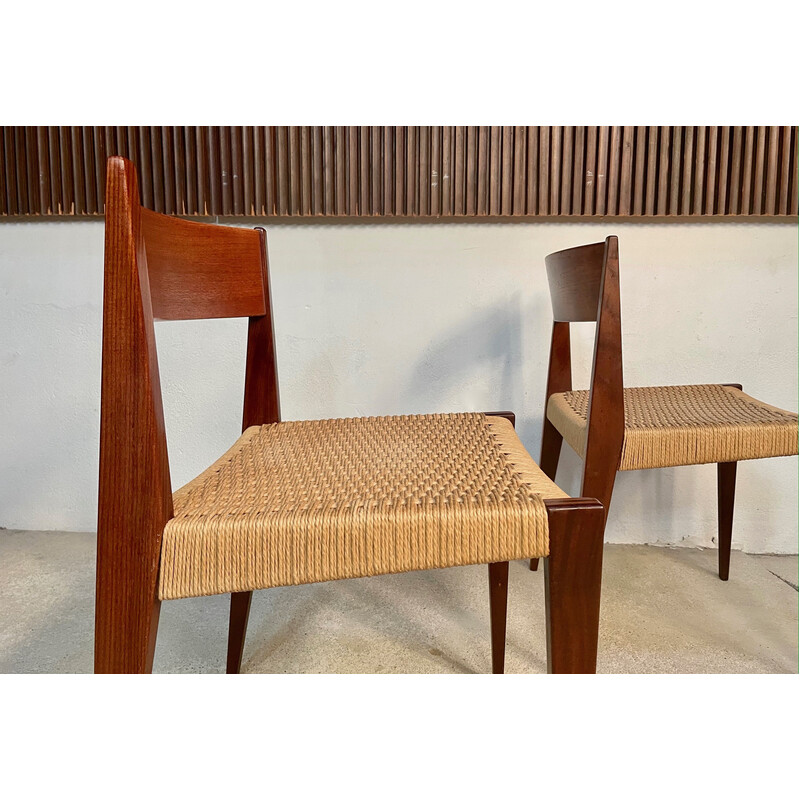 Pair of vintage minimalist "Pia" chairs by Poul Cadovius for Royal Persiennen, Denmark 1958s