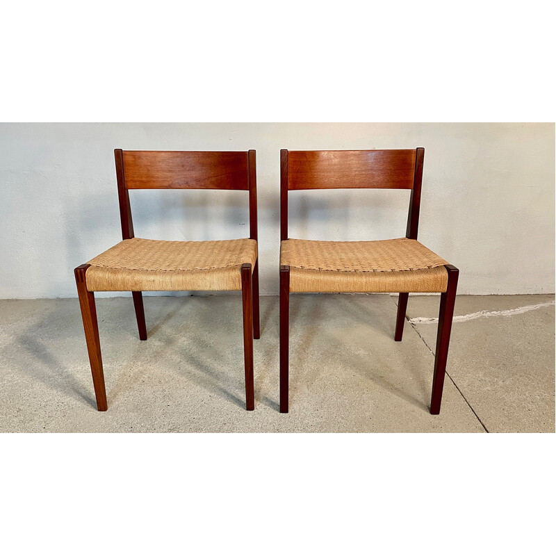 Pair of vintage minimalist "Pia" chairs by Poul Cadovius for Royal Persiennen, Denmark 1958s