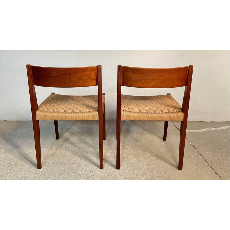 Pair of vintage minimalist "Pia" chairs by Poul Cadovius for Royal Persiennen, Denmark 1958s