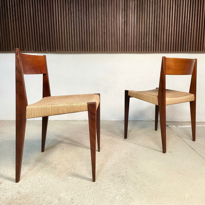 Pair of vintage minimalist "Pia" chairs by Poul Cadovius for Royal Persiennen, Denmark 1958s