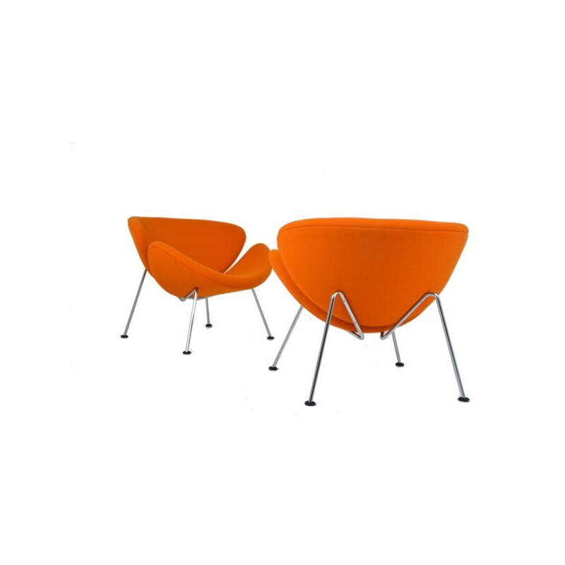 Pair of Slice orange chairs Pierre Paulin - 1970s