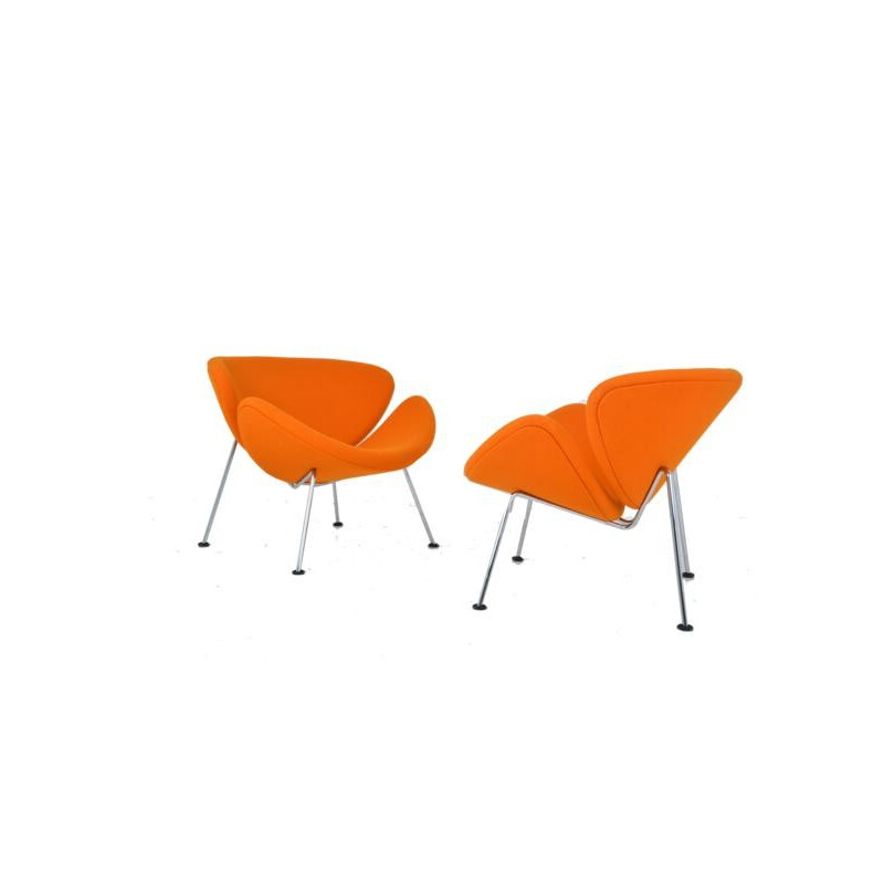 Pair of Slice orange chairs Pierre Paulin - 1970s