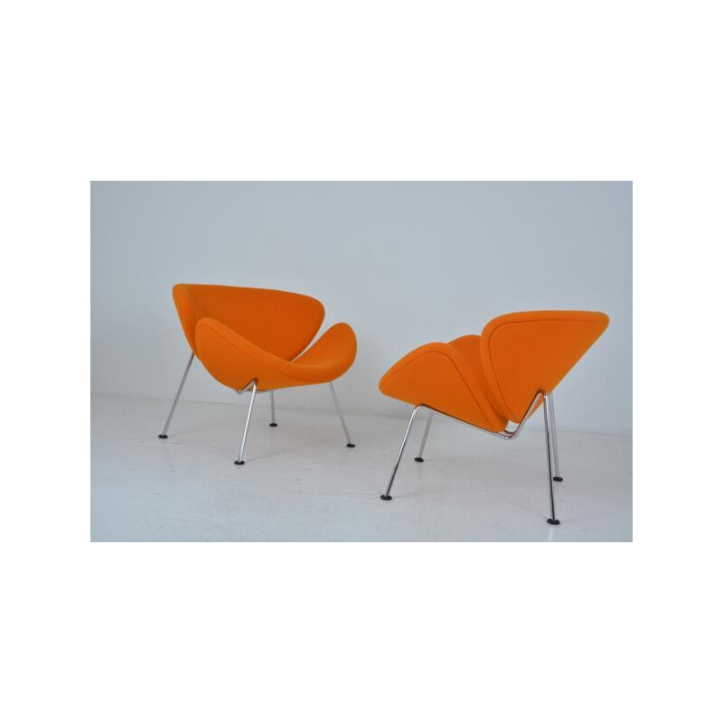 Pair of Slice orange chairs Pierre Paulin - 1970s