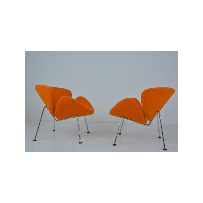 Pair of Slice orange chairs Pierre Paulin - 1970s