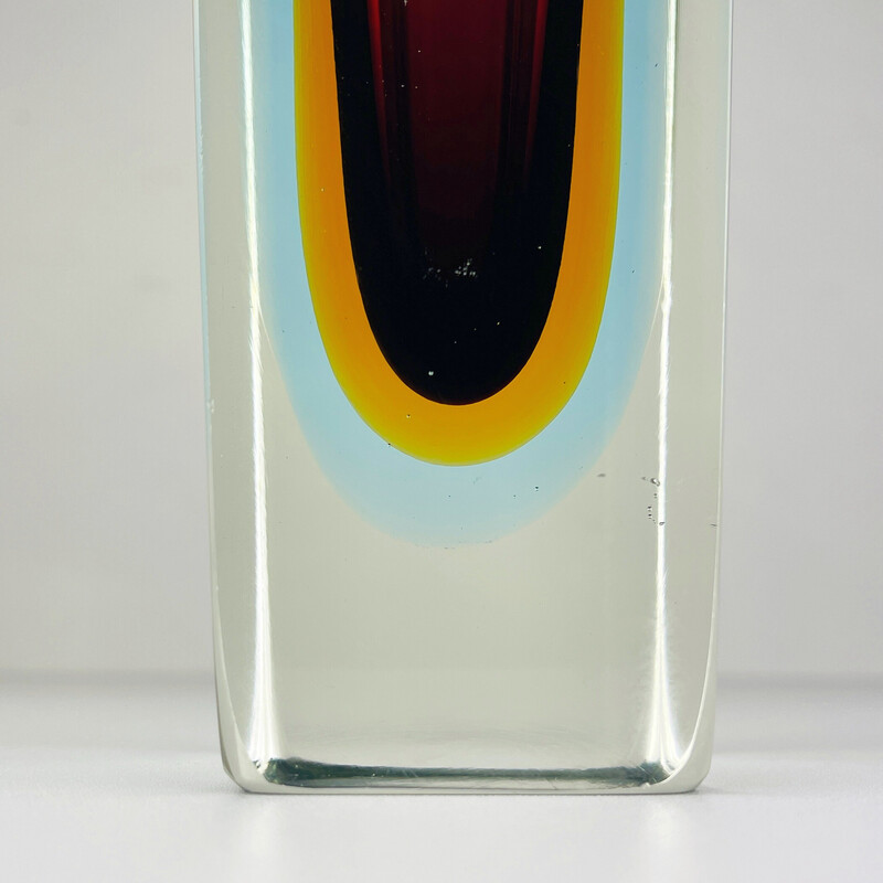 Handgeschliffene Vase aus Sommerso Murano-Glas von Flavio Poli, Italien 1970er Jahre