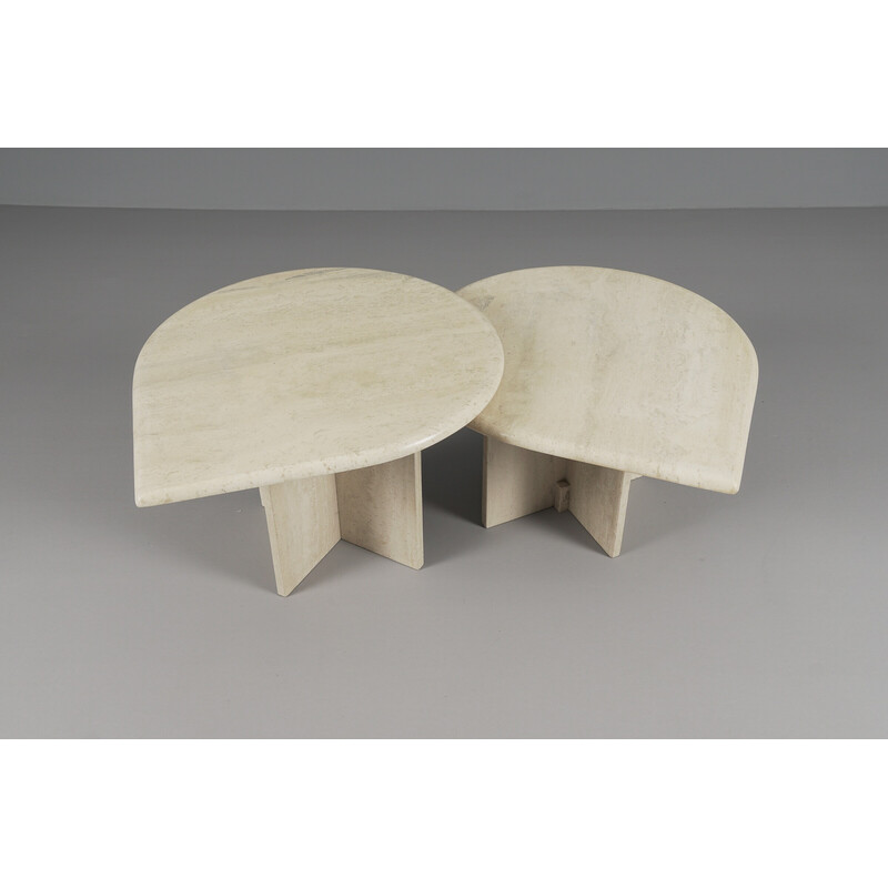 Vintage travertine Drop Shape nesting tables, Italy 1960s