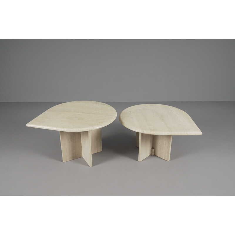 Vintage travertine Drop Shape nesting tables, Italy 1960s