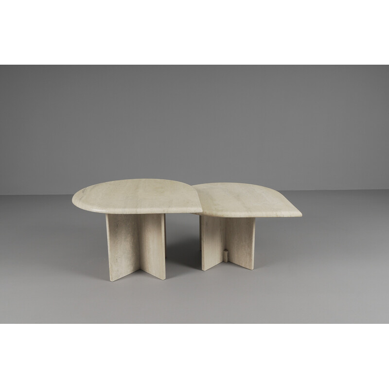 Vintage travertine Drop Shape nesting tables, Italy 1960s