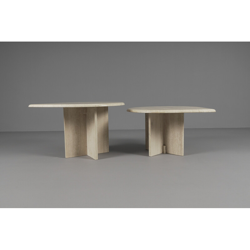 Vintage travertine Drop Shape nesting tables, Italy 1960s