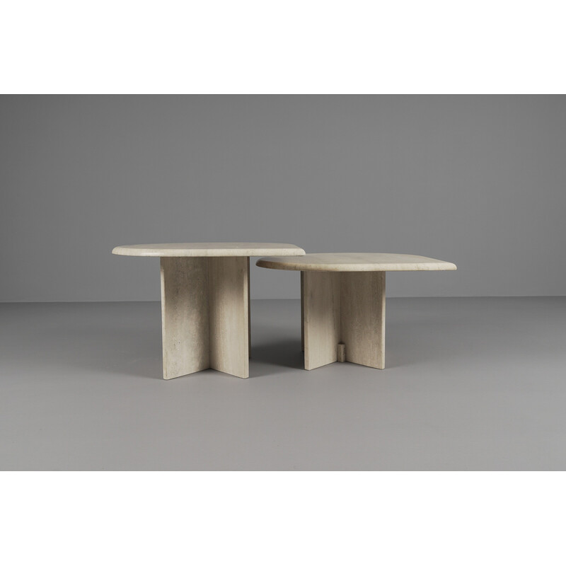 Vintage travertine Drop Shape nesting tables, Italy 1960s