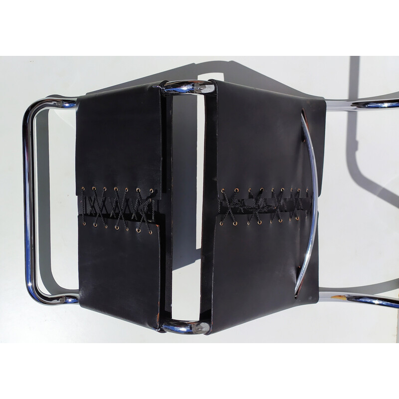 Vintage Mr10 schwarzer Lederstuhl von Mies Van Der Rohe, 1970er Jahre