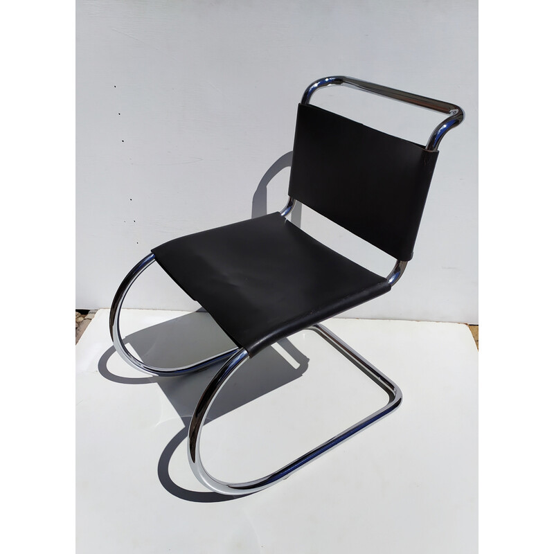 Vintage Mr10 black leather chair by Mies Van Der Rohe, 1970s