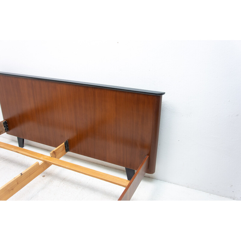 Vintage functionalist double bed by Jindřich Halabala for Up Závody, 1950s