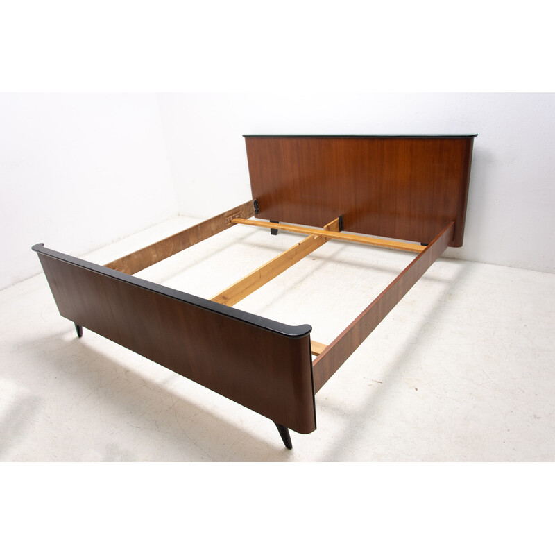 Vintage functionalist double bed by Jindřich Halabala for Up Závody, 1950s