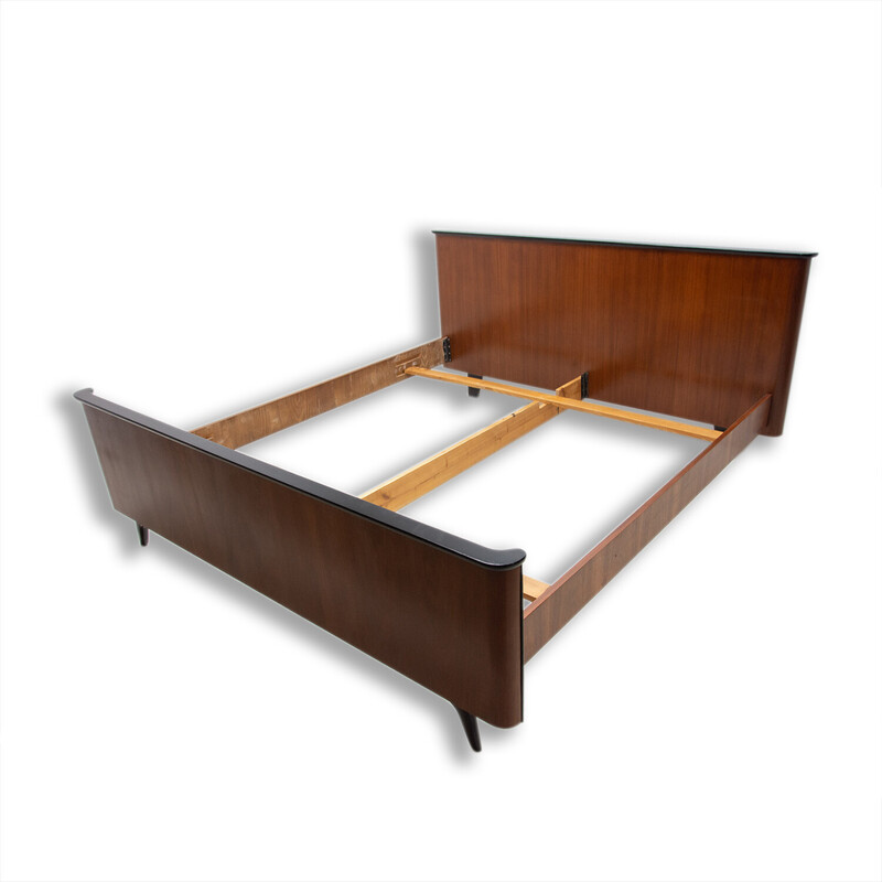 Vintage functionalist double bed by Jindřich Halabala for Up Závody, 1950s