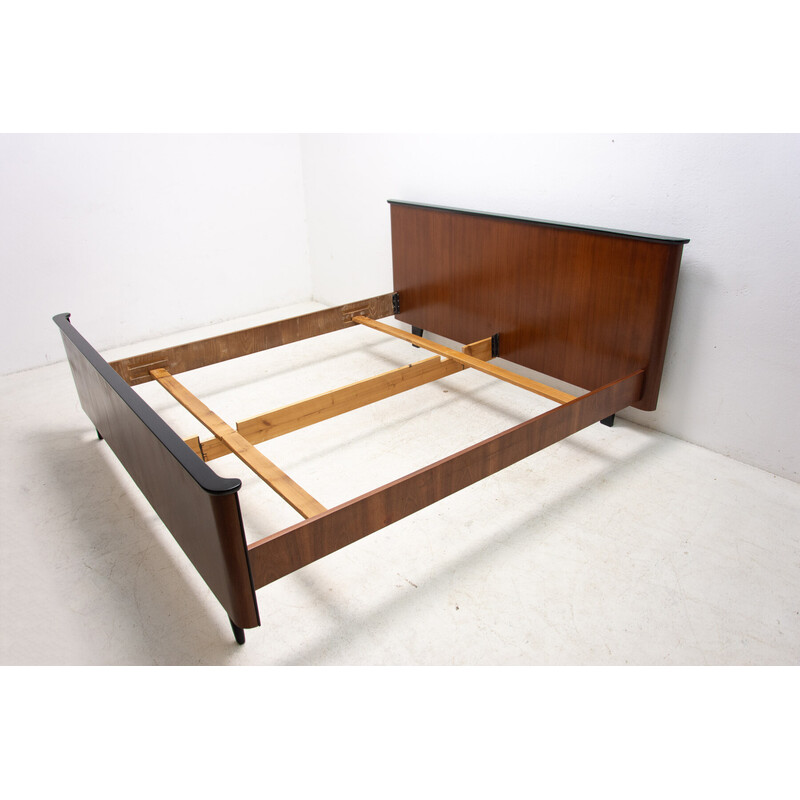 Vintage functionalist double bed by Jindřich Halabala for Up Závody, 1950s