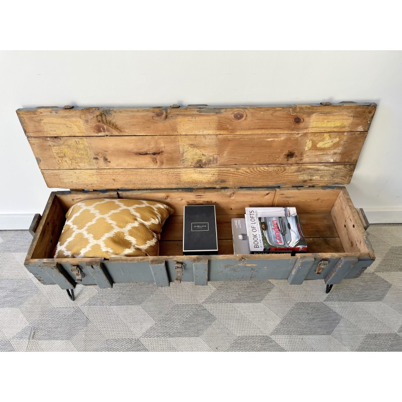 Vintage wood and pin storage chest, 1943s