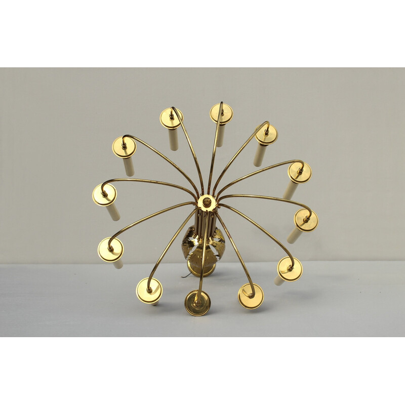 Vintage brass chandelier by Vereinigte Werkstätten, Germany 1950s