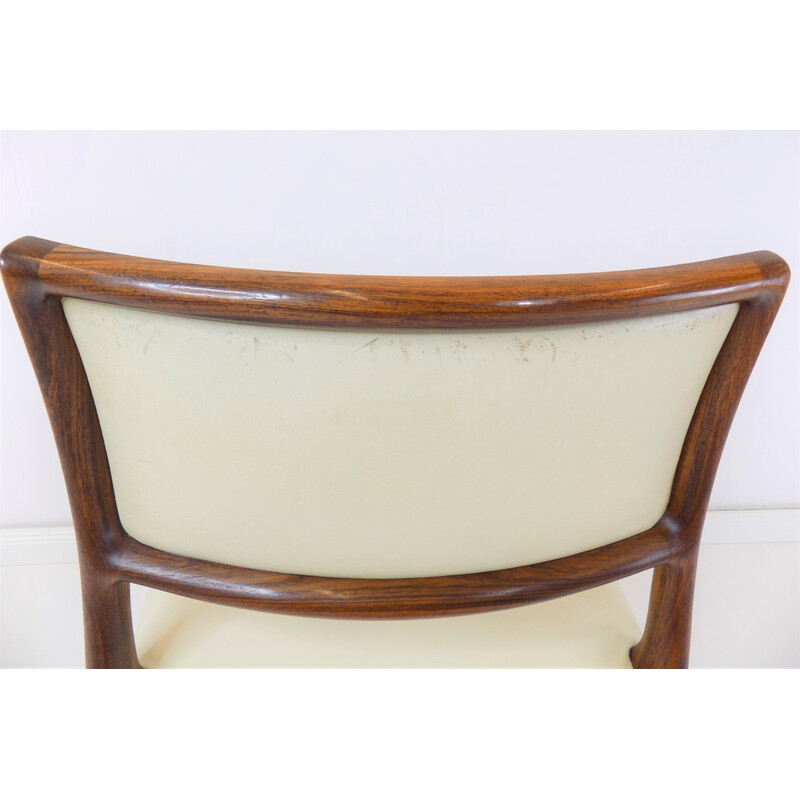 Vintage 65 chair in ivory leather and rosewood by Niels O. Møller for Møller, Denmark