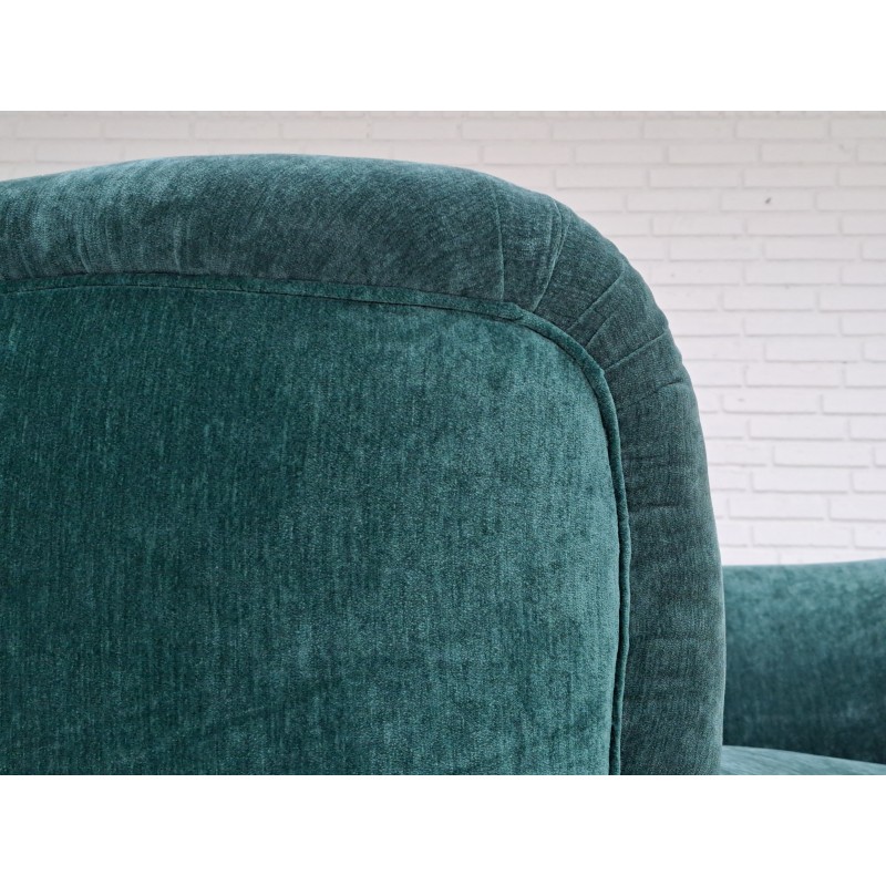 Vintage 2-seater "Banana" sofa in green velvet and oak, Denmark 1960s