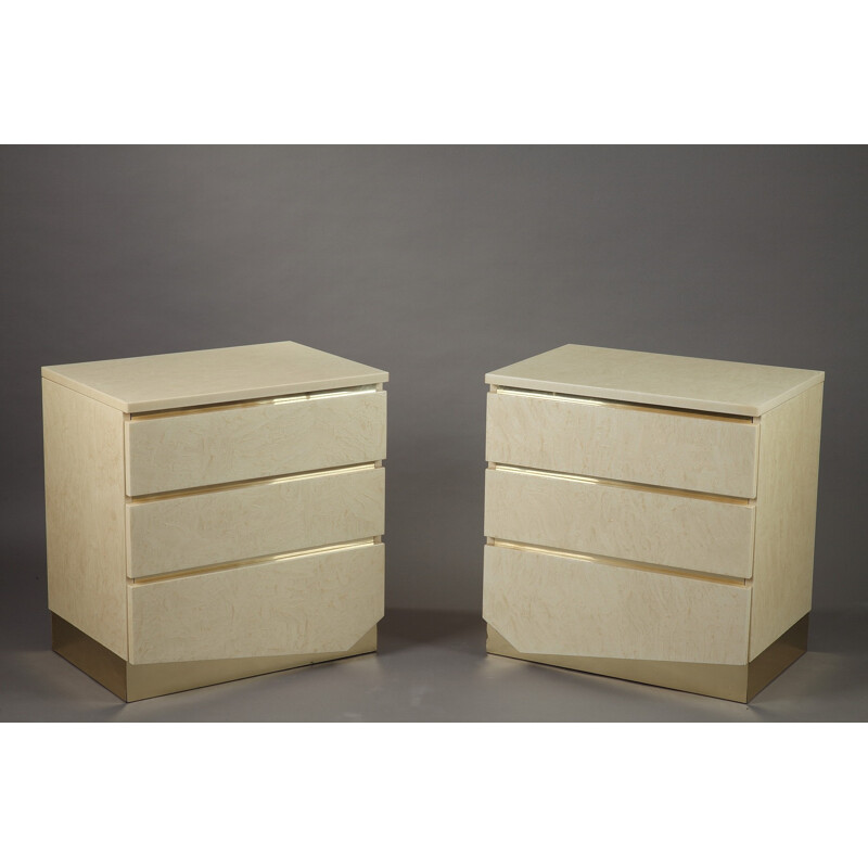 Pair of two bedside chests of drawers by Jean-Claude Mahey & Eric Maville - 1980s
