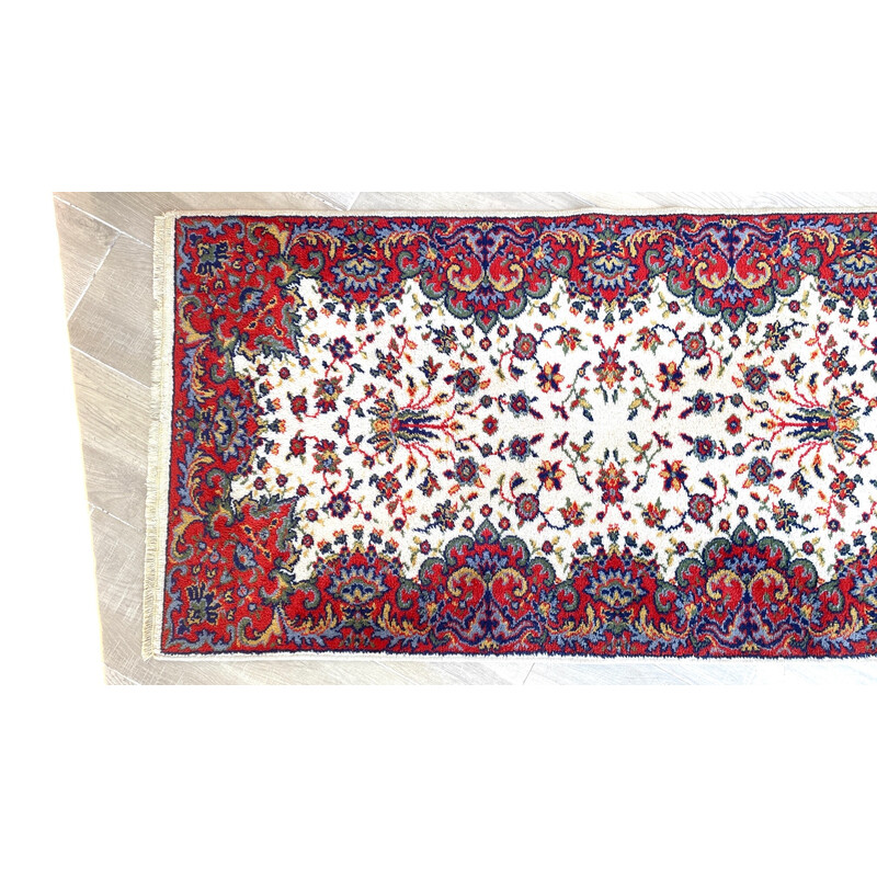 Vintage Persian rug in beige and red-burgundy wool