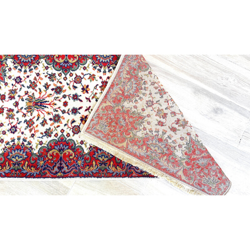 Tapete Persa Vintage em lã bege e vermelho-bordeaux