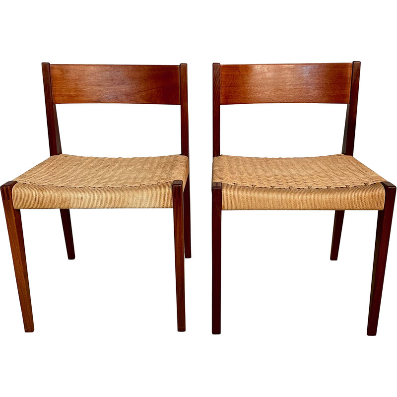 Pair of vintage minimalist "Pia" chairs by Poul Cadovius for Royal Persiennen, Denmark 1958s