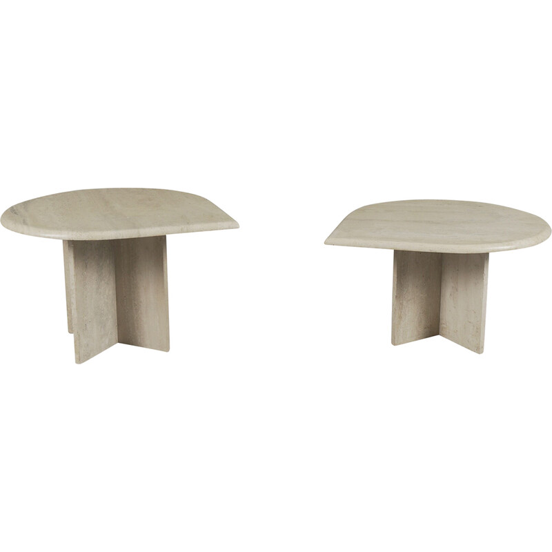 Vintage travertine Drop Shape nesting tables, Italy 1960s