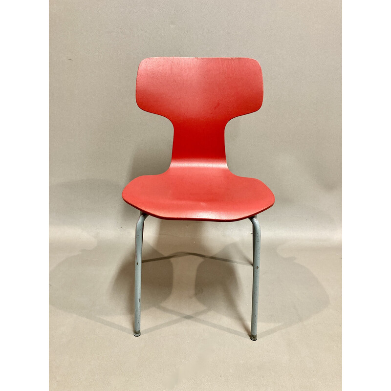 Set di 6 sedie vintage in legno e metallo di Arne Jacobsen per Fritz Hansen, 1960