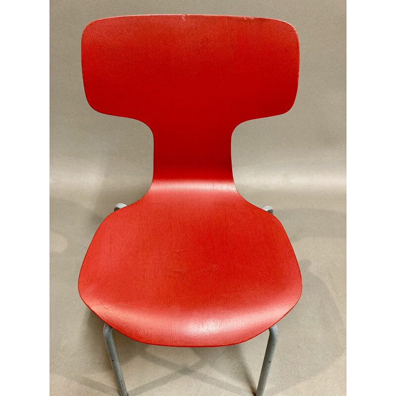 Satz von 6 Vintage-Stühlen aus Holz und Metall von Arne Jacobsen für Fritz Hansen, 1960