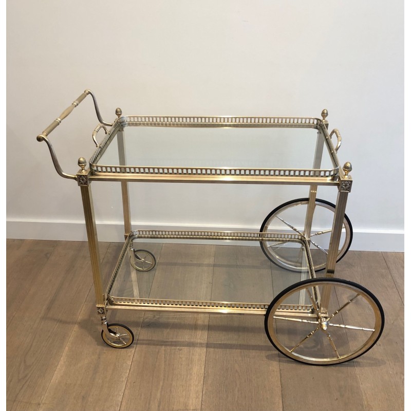 Brass and silver plated vintage sideboard for Maison Bagués, France 1940