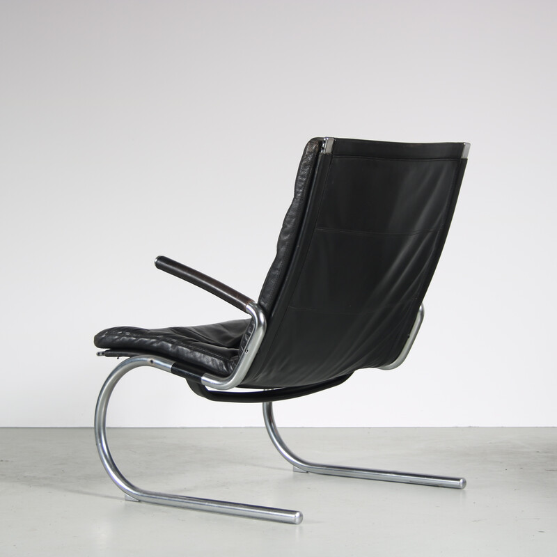 Vintage lounge chair in chromed metal and leather by Jorgen Kastholm, Denmark 1960s