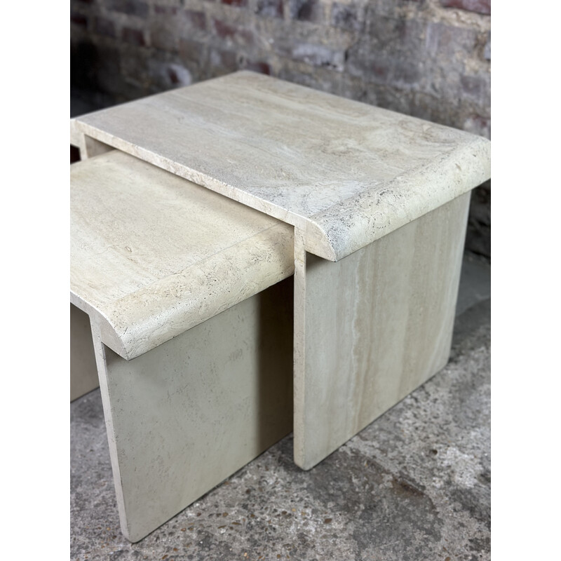 Vintage travertine nesting tables, Italy 1970s