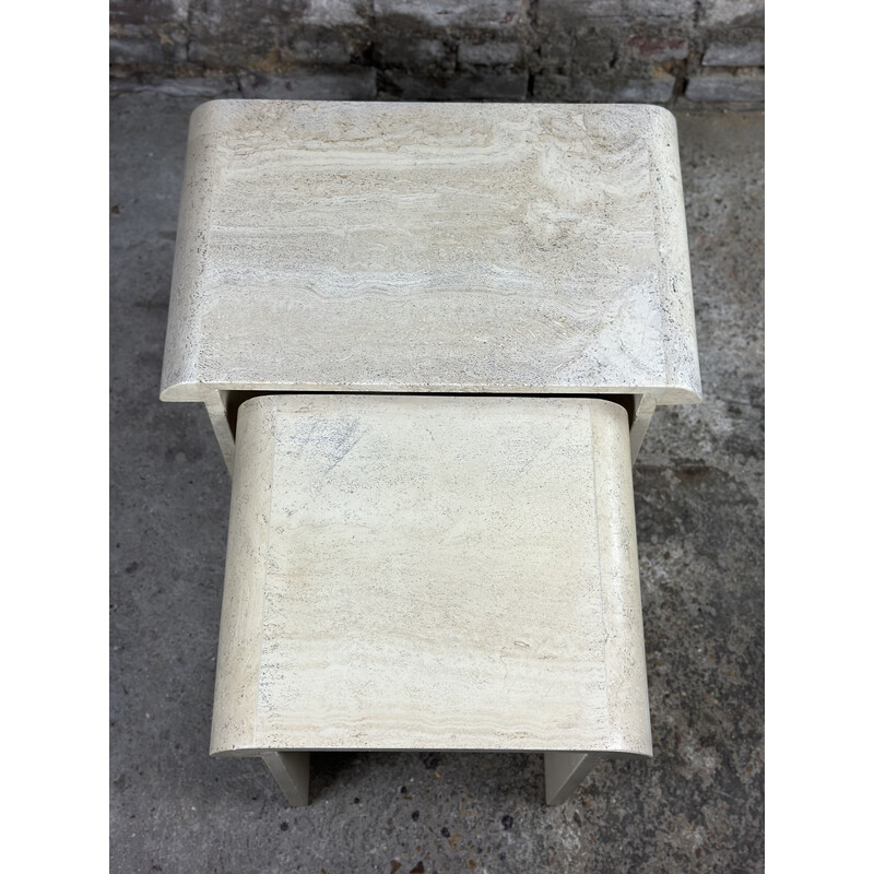 Vintage travertine nesting tables, Italy 1970s