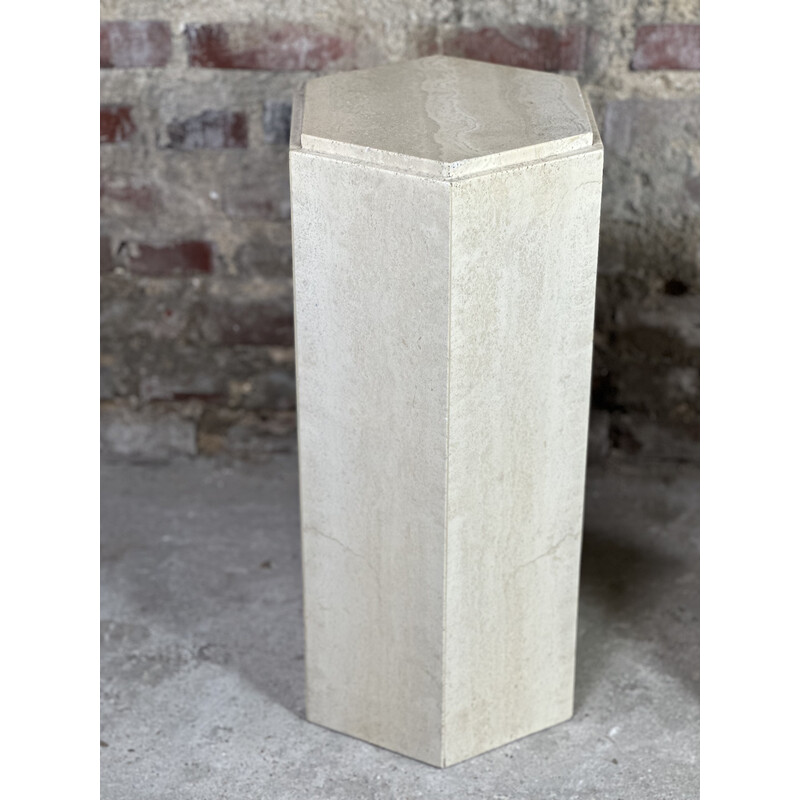 Pair of vintage travertine columns, Italy 1960s