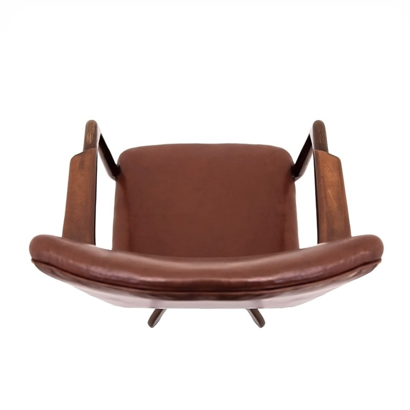 Cadeira de secretária Vintage A721 em pele de conhaque e carvalho por Hans J. Wegner para Planmøbel, Dinamarca 1940s
