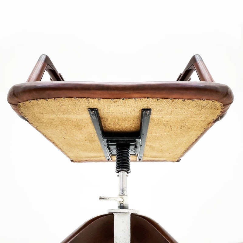 Silla de escritorio vintage A721 en cuero coñac y roble de Hans J. Wegner para Planmøbel, Dinamarca años 40