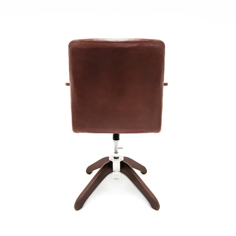Vintage A721 desk chair in cognac leather and oak by Hans J. Wegner for Planmøbel, Denmark 1940s