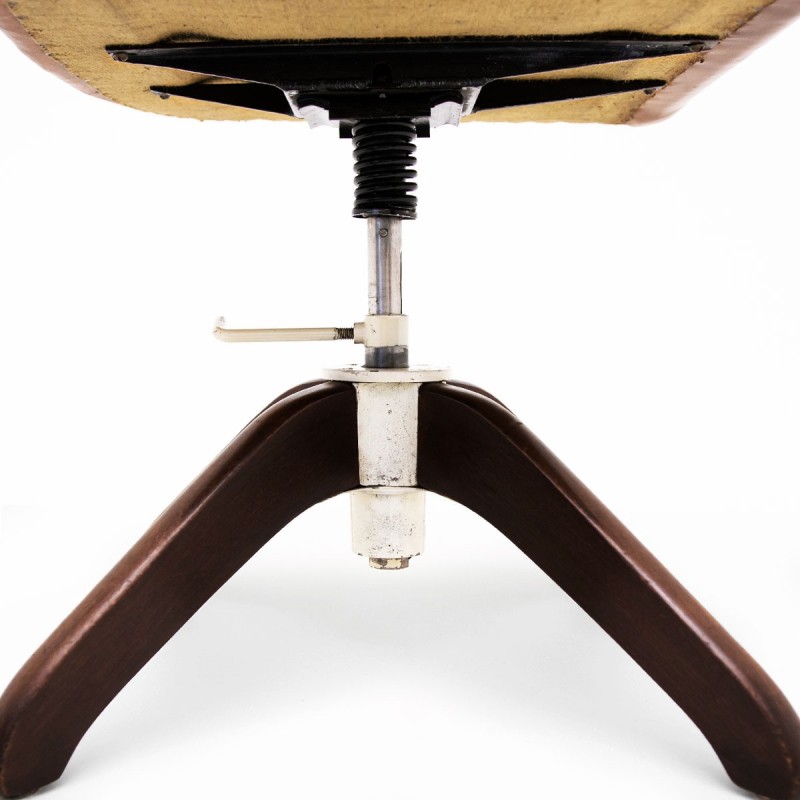 Silla de escritorio vintage A721 en cuero coñac y roble de Hans J. Wegner para Planmøbel, Dinamarca años 40