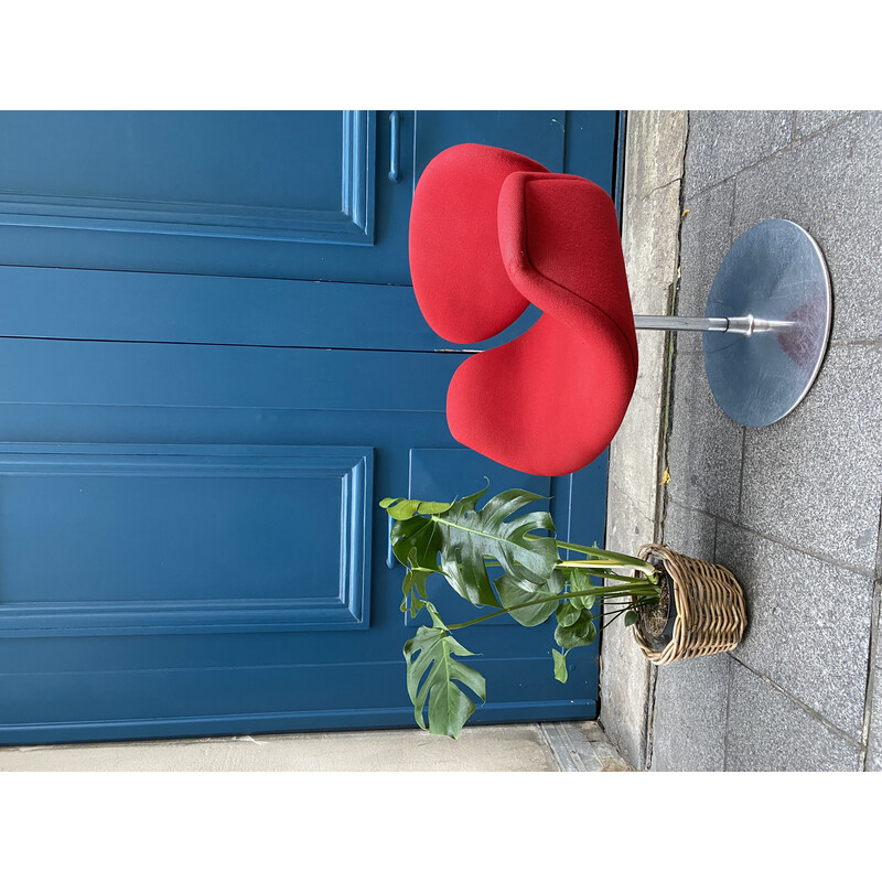Vintage red tulip armchair by Pierre Paulin for Artifort