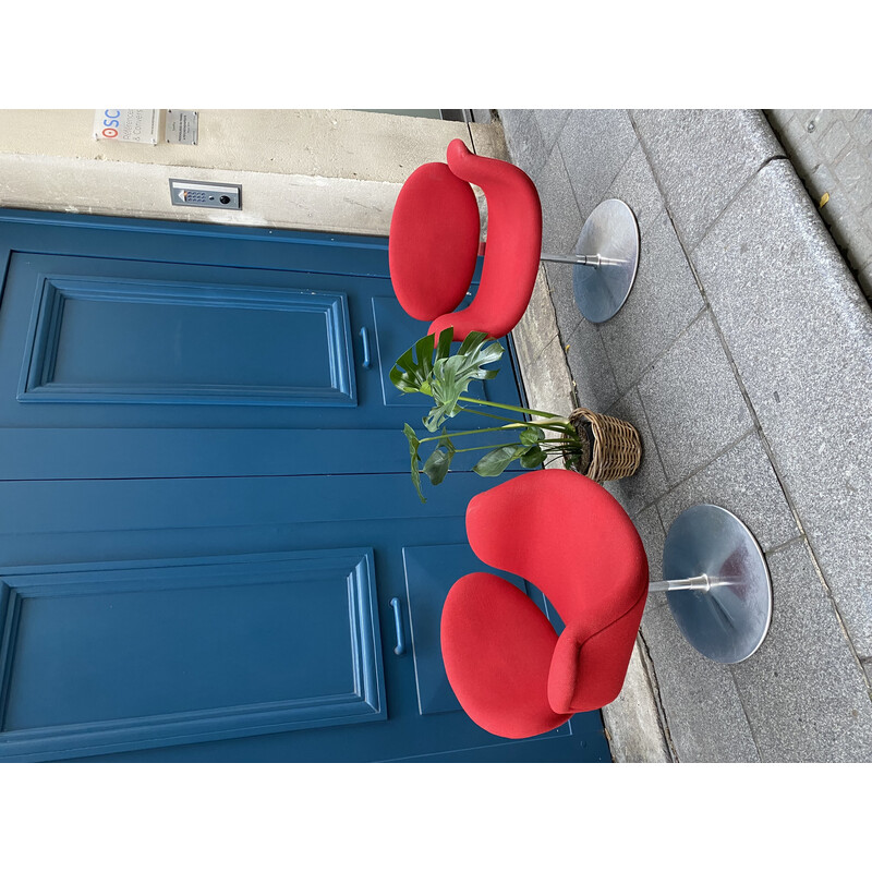 Vintage red tulip armchair by Pierre Paulin for Artifort