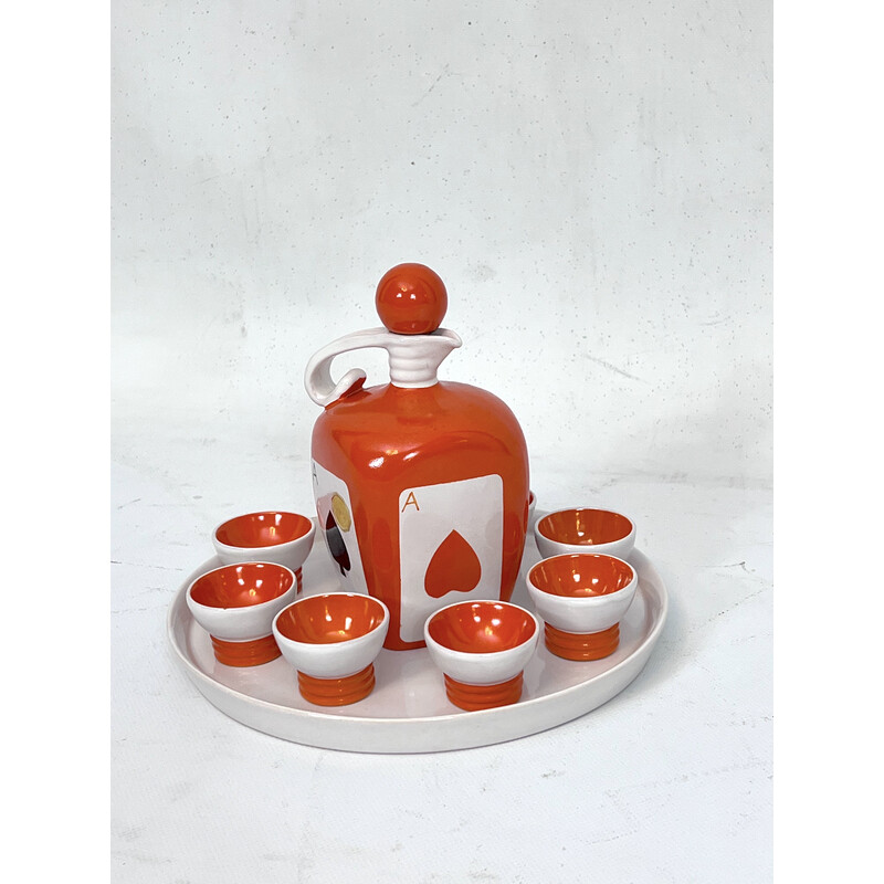 Servicio de licor de cerámica vintage para Pucci Umbertide, Italia años 50