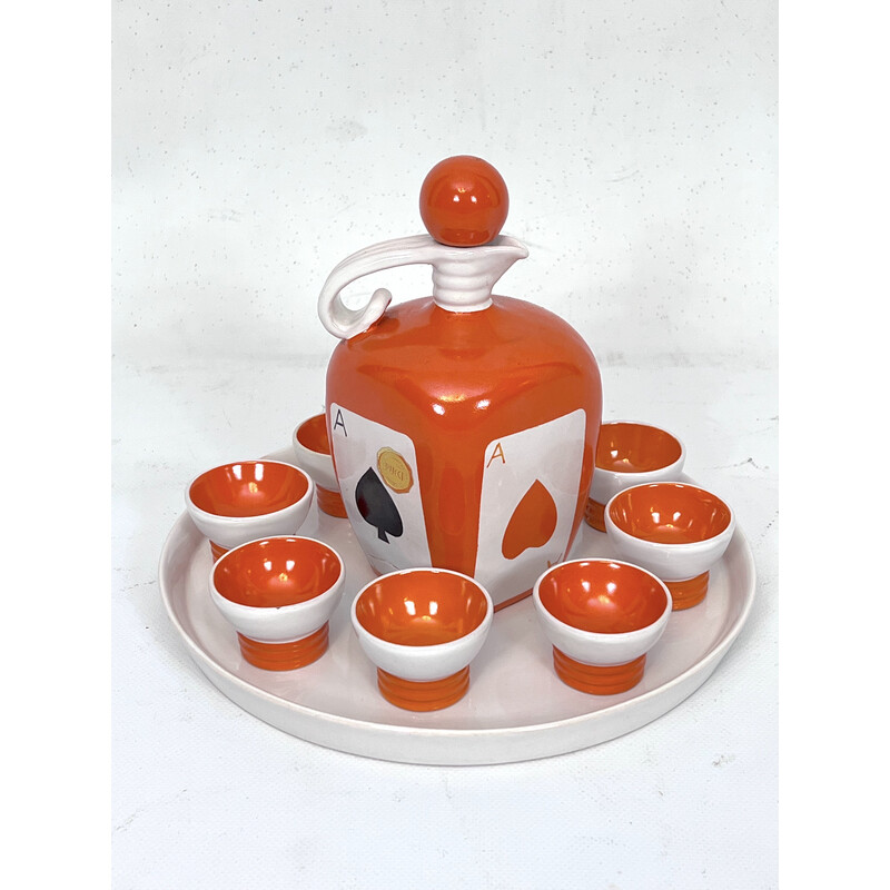 Vintage ceramic liquor service set for Pucci Umbertide, Italy 1950s