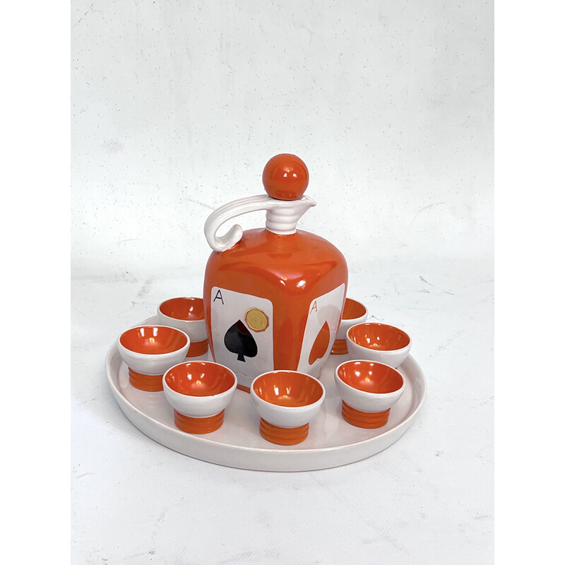 Vintage ceramic liquor service set for Pucci Umbertide, Italy 1950s