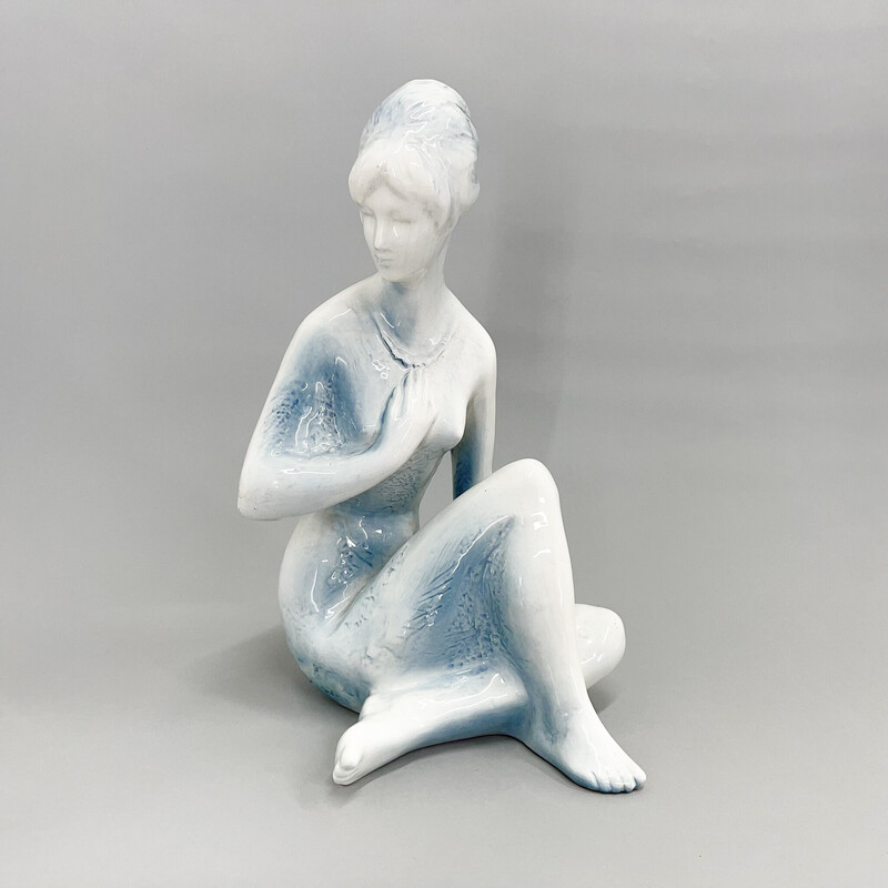 Vintage glazed ceramic sculpture by Bohumil Kokrda, Czechoslovakia 1967s