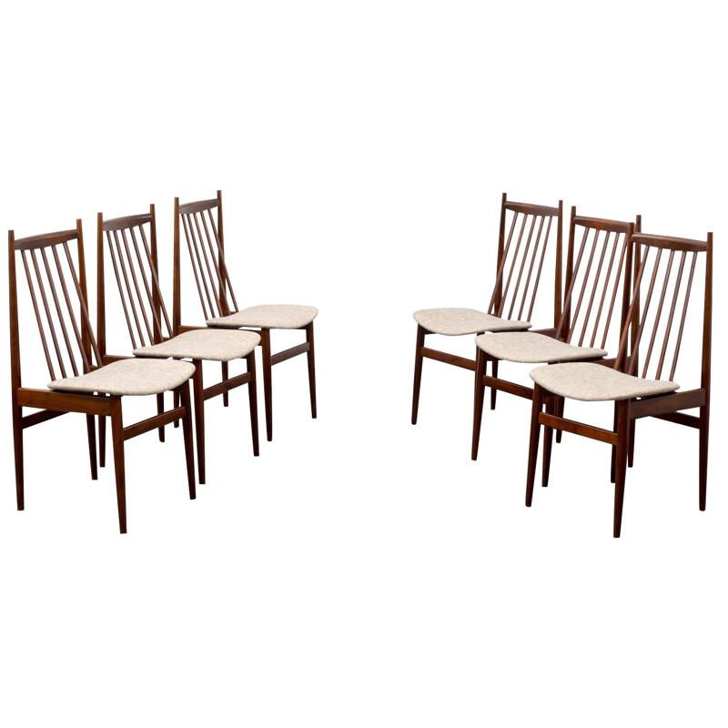 Suite de 6 chaises à repas en hêtre - années 50