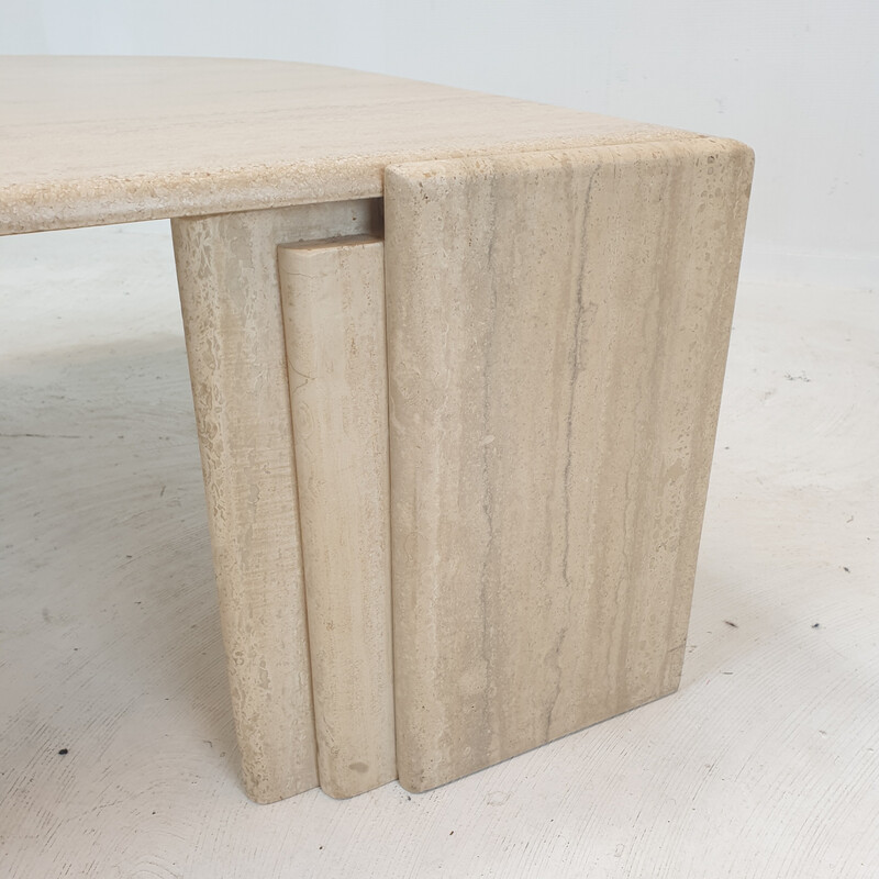 Vintage travertine coffee table, Italy 1980s